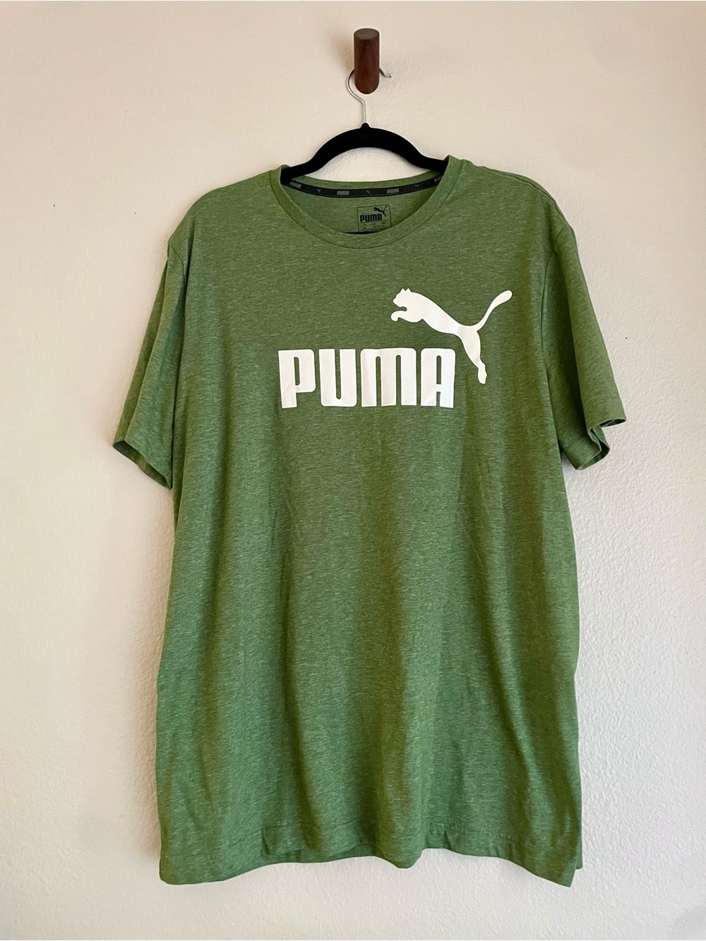 Puma Men's Heather Green Short Sleeve Logo Tee